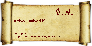 Vrba Ambró névjegykártya